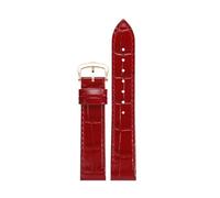 CIEMJSYNF Advanced Leather Strap Compatible With Cartier Santos Dumont Watch Band Women Quick Release Alligator Pattern Leather Small Large Sizes(Red Buckle 2,17.5mm)