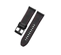 CIEMJSYNF Black Army Green Compatible With Diesel Officer Series Smooth Finish Comfortable Strap Flat Interface Needle Buckle Watch Accessories 26mm(Black Red-BK-K3)