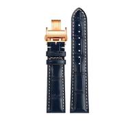 CIEMJSYNF Blue Black Brown Strap Compatible With Longines Masters Collection Watch Belt Bracelet Cowhide Leather 19 20 21 22mm Watchband L3(Blue rose-gold,20mm)