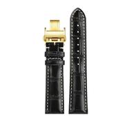CIEMJSYNF Blue Black Brown Strap Compatible With Longines Masters Collection Watch Belt Bracelet Cowhide Leather 19 20 21 22mm Watchband L3(Black gold,19mm)