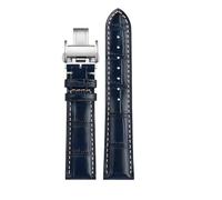 CIEMJSYNF Blue Black Brown Strap Compatible With Longines Masters Collection Watch Belt Bracelet Cowhide Leather 19 20 21 22mm Watchband L3(Blue silver,21mm)