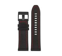CIEMJSYNF Canvas Silicone Watch Strap Compatible With DIESEL DZ4500 DZ4506 DZ7420 DZ4318 Pei-nahai PAM985 Nylon Rubber Bottom Watchband(Black red-black,26mm)