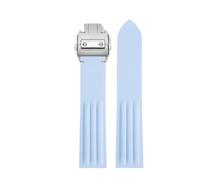 CIEMJSYNF Compatible With Cartier Roadster W6206018 Quick Releae Fluoro Rubber Watch Strap Band (Black/Blue/Gray)(Sky Blue-Buckle 2)