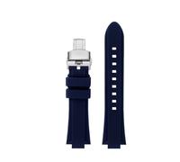 CIEMJSYNF Compatible With Casio Edifice Series EFR-S108D EFS-S570 ECB-10 ECB-10YDC Modified Raised Silicone Rubber Waterproof Ports Watch Strap Men(Blue-silver B,For ECB-10YDC)