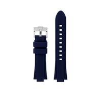 CIEMJSYNF Compatible With Casio Edifice Series EFR-S108D EFS-S570 ECB-10 ECB-10YDC Modified Raised Silicone Rubber Waterproof Ports Watch Strap Men(Blue-silver A,For ECB-10YDC)