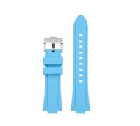 CIEMJSYNF Compatible With Casio Edifice Series EFR-S108D EFS-S570 ECB-10 ECB-10YDC Modified Raised Silicone Rubber Waterproof Ports Watch Strap Men(Sky blue-silver A,For EFS-S570)
