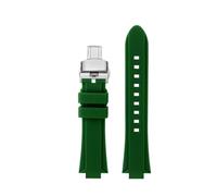 CIEMJSYNF Compatible With Casio Edifice Series EFR-S108D EFS-S570 ECB-10 ECB-10YDC Modified Raised Silicone Rubber Waterproof Ports Watch Strap Men(Green-silver B,For ECB-10YDC)