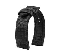 CIEMJSYNF Compatible With Citizen Compatible With Tissot Nylon Fluoro Rubber Watchband Soft Silicone Bracelet Men Watch Strap Yellow(Black black black A,24mm)