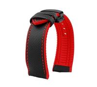 CIEMJSYNF Compatible With Citizen Compatible With Tissot Nylon Fluoro Rubber Watchband Soft Silicone Bracelet Men Watch Strap Yellow(Black red Black B,21mm)