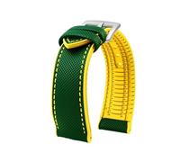 CIEMJSYNF Compatible With Citizen Compatible With Tissot Nylon Fluoro Rubber Watchband Soft Silicone Bracelet Men Watch Strap Yellow(Green yellow silverA,24mm)