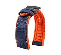 CIEMJSYNF Compatible With Citizen Compatible With Tissot Nylon Fluoro Rubber Watchband Soft Silicone Bracelet Men Watch Strap Yellow(Blue Orange black A,23mm)