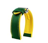 CIEMJSYNF Compatible With Citizen Compatible With Tissot Nylon Fluoro Rubber Watchband Soft Silicone Bracelet Men Watch Strap Yellow(Green yellow silverB,20mm)