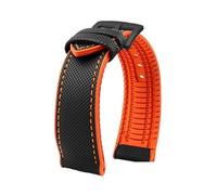 CIEMJSYNF Compatible With Citizen Compatible With Tissot Nylon Fluoro Rubber Watchband Soft Silicone Bracelet Men Watch Strap Yellow(Black Orange blackA,22mm)