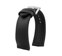CIEMJSYNF Compatible With Citizen Compatible With Tissot Nylon Fluoro Rubber Watchband Soft Silicone Bracelet Men Watch Strap Yellow(Black black silver A,20mm)