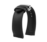 CIEMJSYNF Compatible With Citizen Compatible With Tissot Nylon Fluoro Rubber Watchband Soft Silicone Bracelet Men Watch Strap Yellow(Black black silver B,20mm)