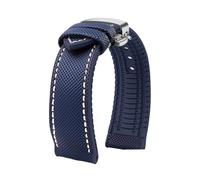 CIEMJSYNF Compatible With Citizen Compatible With Tissot Nylon Fluoro Rubber Watchband Soft Silicone Bracelet Men Watch Strap Yellow(Blue White silver B,22mm)