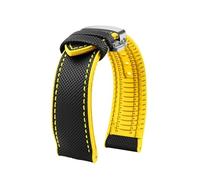 CIEMJSYNF Compatible With Citizen Compatible With Tissot Nylon Fluoro Rubber Watchband Soft Silicone Bracelet Men Watch Strap Yellow(Black yellow silverB,21mm)