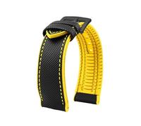 CIEMJSYNF Compatible With Citizen Compatible With Tissot Nylon Fluoro Rubber Watchband Soft Silicone Bracelet Men Watch Strap Yellow(Black yellow blackA,19mm)