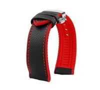 CIEMJSYNF Compatible With Citizen Compatible With Tissot Nylon Fluoro Rubber Watchband Soft Silicone Bracelet Men Watch Strap Yellow(Black red silver B,22mm)