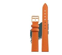 CIEMJSYNF Compatible With Hermes H Leather Watchband HOUR Series Square Dial Thin Orange Comfortable Soft Cowhide Watch Strap 14 16 18mm(Orange rose gold,18mm)