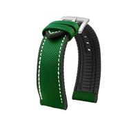 CIEMJSYNF Compatible With IWC Pilot Mark 18 Portuguese Compatible With Tudor Breitling Nylon Rubber Bottom Watch Strap Watchband(Green white-silver,23mm)
