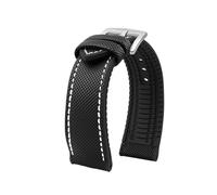 CIEMJSYNF Compatible With IWC Pilot Mark 18 Portuguese Compatible With Tudor Breitling Nylon Rubber Bottom Watch Strap Watchband(Black white-silver,23mm)