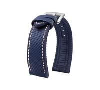 CIEMJSYNF Compatible With IWC Pilot Mark 18 Portuguese Compatible With Tudor Breitling Nylon Rubber Bottom Watch Strap Watchband(Blue white-silver,22mm)