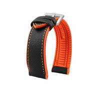 CIEMJSYNF Compatible With IWC Pilot Mark 18 Portuguese Compatible With Tudor Breitling Nylon Rubber Bottom Watch Strap Watchband(Black orange-silver,20mm)