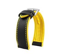CIEMJSYNF Compatible With IWC Pilot Mark 18 Portuguese Compatible With Tudor Breitling Nylon Rubber Bottom Watch Strap Watchband(Black yellow-silver,19mm)