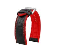 CIEMJSYNF Compatible With IWC Pilot Mark 18 Portuguese Compatible With Tudor Breitling Nylon Rubber Bottom Watch Strap Watchband(Black red-silver,24mm)