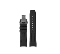 CIEMJSYNF Compatible With Longines Spirit L3.812/L3.820/L3.810/L3.811/L3.821 Fluororubber Straps Curved End Men's Waterproof FKM Watch Band(Red Black,22mm)