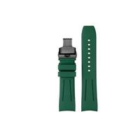 CIEMJSYNF Compatible With Longines Spirit L3.812/L3.820/L3.810/L3.811/L3.821 Fluororubber Straps Curved End Men's Waterproof FKM Watch Band(GREEN BLUE,22mm)