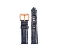 CIEMJSYNF Compatible With Panerai 1950 PAM441 111 380 382 Crocodile Leather Watch Strap 22 24 26mm Men Watchband Wristband Accessories(Blue-rose gold,22mm)