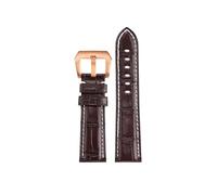 CIEMJSYNF Compatible With Panerai 1950 PAM441 111 380 382 Crocodile Leather Watch Strap 22 24 26mm Men Watchband Wristband Accessories(Brown-rose gold,24mm)
