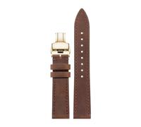 CIEMJSYNF Compatible With Rolex Daytona, Submariner Green/Black, Cellini Men's Vintage Cowhide Leather Watch Strap(Brown Gold,18mm)