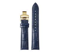 CIEMJSYNF Compatible With Tissot 1853 Durol T099 Cowhide Leather Watch Strap T099407 T099207A Men's Women's Bracelet Black Brown Watchband(Dark blue-gold,21mm)