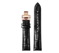 CIEMJSYNF Compatible With Tissot 1853 Durol T099 Cowhide Leather Watch Strap T099407 T099207A Men's Women's Bracelet Black Brown Watchband(Black-rose gold,21mm)