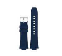 CIEMJSYNF Convex Silicone Bracelet Compatible With CASIO GST-B400 GST-B200 Series Rubber Watchband Accessories Watch Strap 24 * 14mm 24 * 16mm(Blue silver pin,For GST-B200)