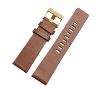 CIEMJSYNF Cowhide Watch Strap 26 28 30 32mm Black Brown Rivets Men Large Size Watchband Compatible With Diesel DZ4323 4405 4423 4318 7333(A L brown-G pin,30mm)