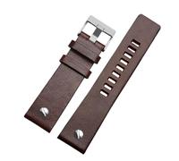 CIEMJSYNF Cowhide Watch Strap 26 28 30 32mm Black Brown Rivets Men Large Size Watchband Compatible With Diesel DZ4323 4405 4423 4318 7333(B D brown-S pin,28mm)