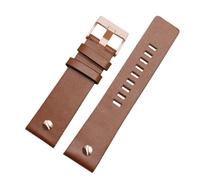CIEMJSYNF Cowhide Watch Strap 26 28 30 32mm Black Brown Rivets Men Large Size Watchband Compatible With Diesel DZ4323 4405 4423 4318 7333(B L brown-RG pin,28mm)