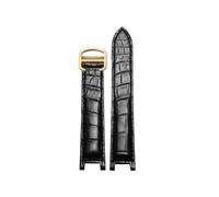 CIEMJSYNF Crocodile Alligator Watchband Compatible With PASHA DE CARTIER W3109151 W3018651 Watch Strap Mens Watches Top Luxury(Black gold,18.10mm)
