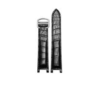 CIEMJSYNF Crocodile Alligator Watchband Compatible With PASHA DE CARTIER W3109151 W3018651 Watch Strap Mens Watches Top Luxury(Black sivler,21.15mm)