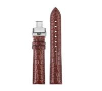 CIEMJSYNF Crocodile Bracelet Leather Watch Band Compatible With CARTIER E RONDE Key Must Strap 16mm 17mm 18mm 19mm 20mm 21mm 22mm(A-brown-silver,20mm)