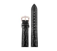 CIEMJSYNF Crocodile Bracelet Leather Watch Band Compatible With CARTIER E RONDE Key Must Strap 16mm 17mm 18mm 19mm 20mm 21mm 22mm(Black-rose,21mm)