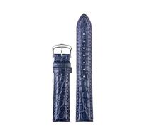 CIEMJSYNF Crocodile Bracelet Leather Watch Band Compatible With CARTIER E RONDE Key Must Strap 16mm 17mm 18mm 19mm 20mm 21mm 22mm(Blue-silver,22mm)