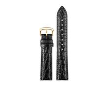CIEMJSYNF Crocodile Bracelet Leather Watch Band Compatible With CARTIER E RONDE Key Must Strap 16mm 17mm 18mm 19mm 20mm 21mm 22mm(Black-gold,16mm)
