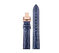 CIEMJSYNF Crocodile Bracelet Leather Watch Band Compatible With CARTIER E RONDE Key Must Strap 16mm 17mm 18mm 19mm 20mm 21mm 22mm(A-blue-rose,18mm)