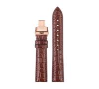 CIEMJSYNF Crocodile Bracelet Leather Watch Band Compatible With CARTIER E RONDE Key Must Strap 16mm 17mm 18mm 19mm 20mm 21mm 22mm(A-brown-rose,22mm)