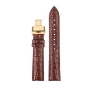 CIEMJSYNF Crocodile Bracelet Leather Watch Band Compatible With CARTIER E RONDE Key Must Strap 16mm 17mm 18mm 19mm 20mm 21mm 22mm(A-brown-gold,16mm)